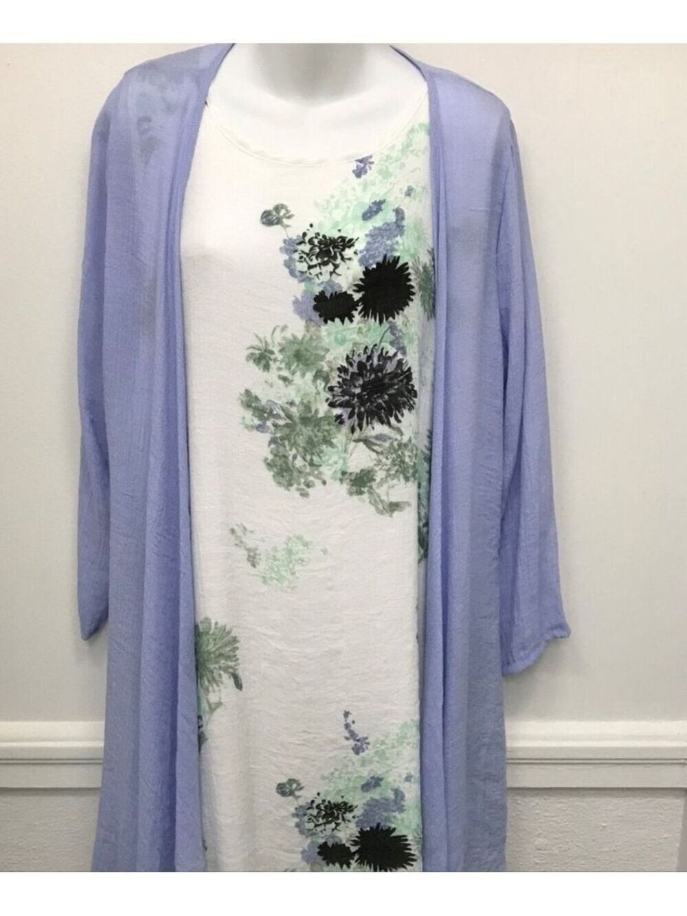 TRÏBE Sheer Cover Up Kimono Color Heather Blue Size Small NWT